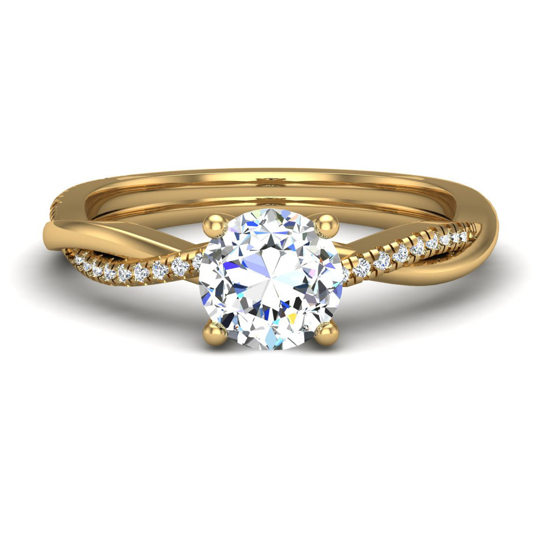 Emily Diamond Twisted Pavé Engagement Ring with Moissanite (7285385527480)