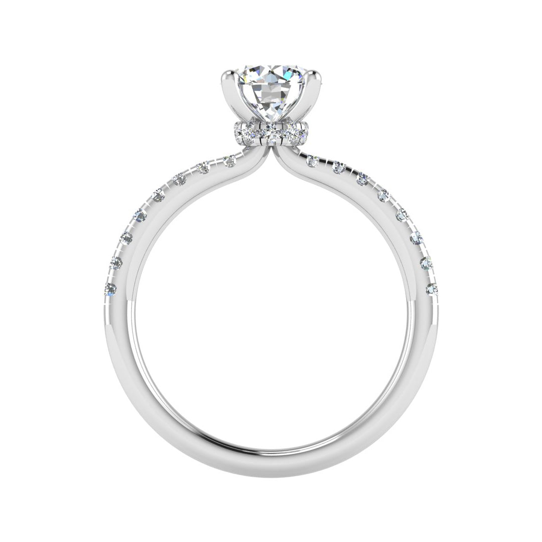 Charlotte Hidden Halo With Pavé Band with Moissanite (7285386117304)