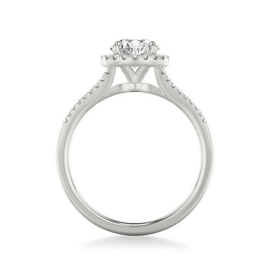 Sky Halo with Split Pavé Band Engagement Ring with Moissanite (7283144589496)
