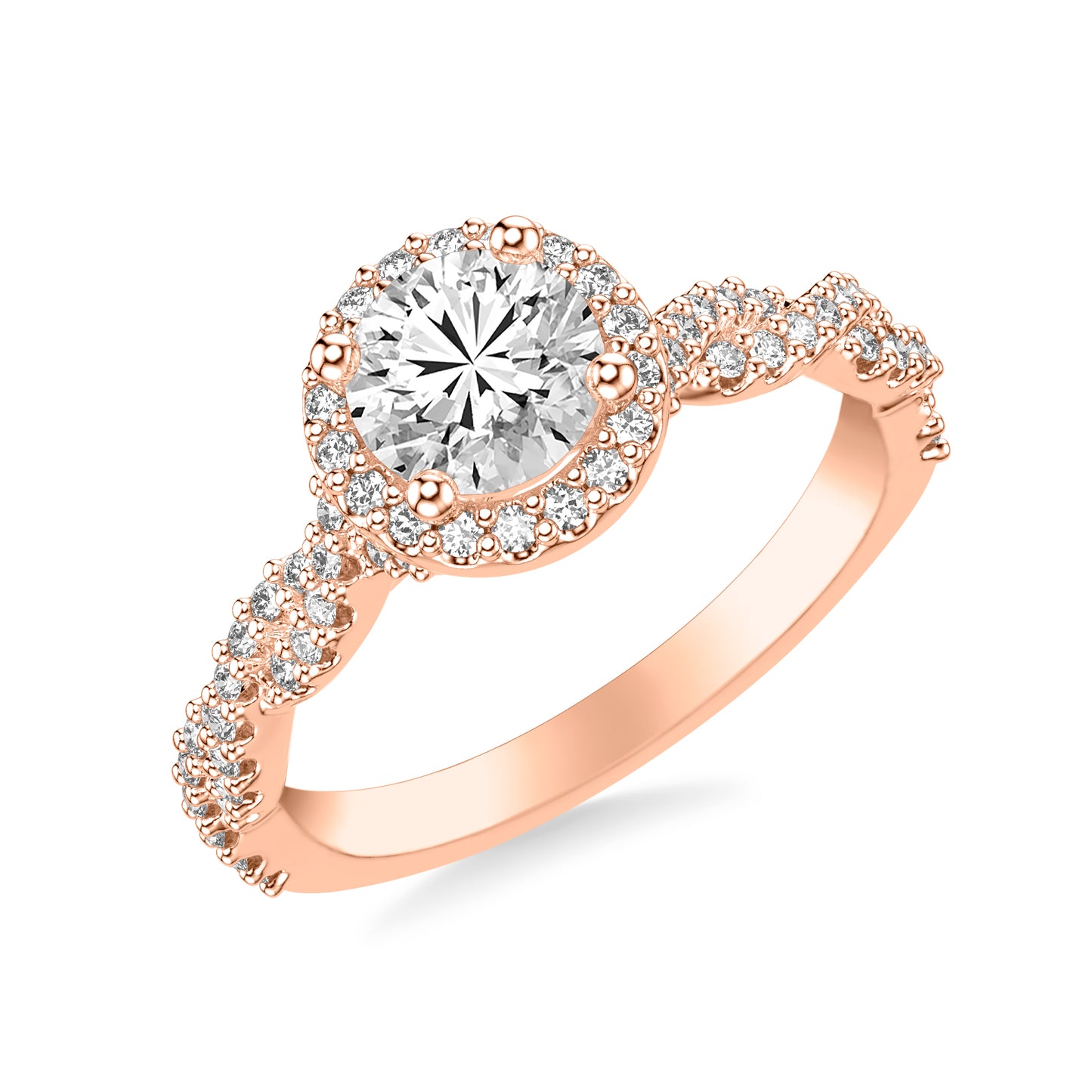 Elsa Halo with Twisted Pavé Band Engagement Ring with Moissanite (7283140952248)