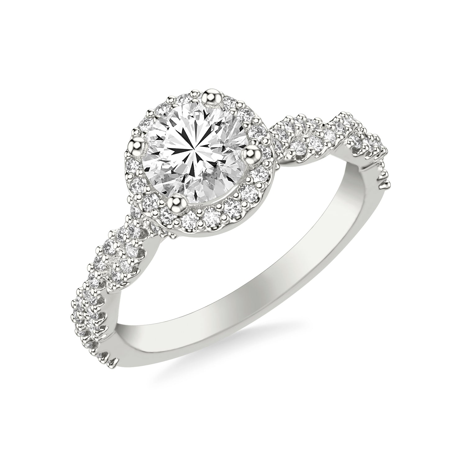 Elsa Halo with Twisted Pavé Band Engagement Ring with Moissanite (7283140952248)