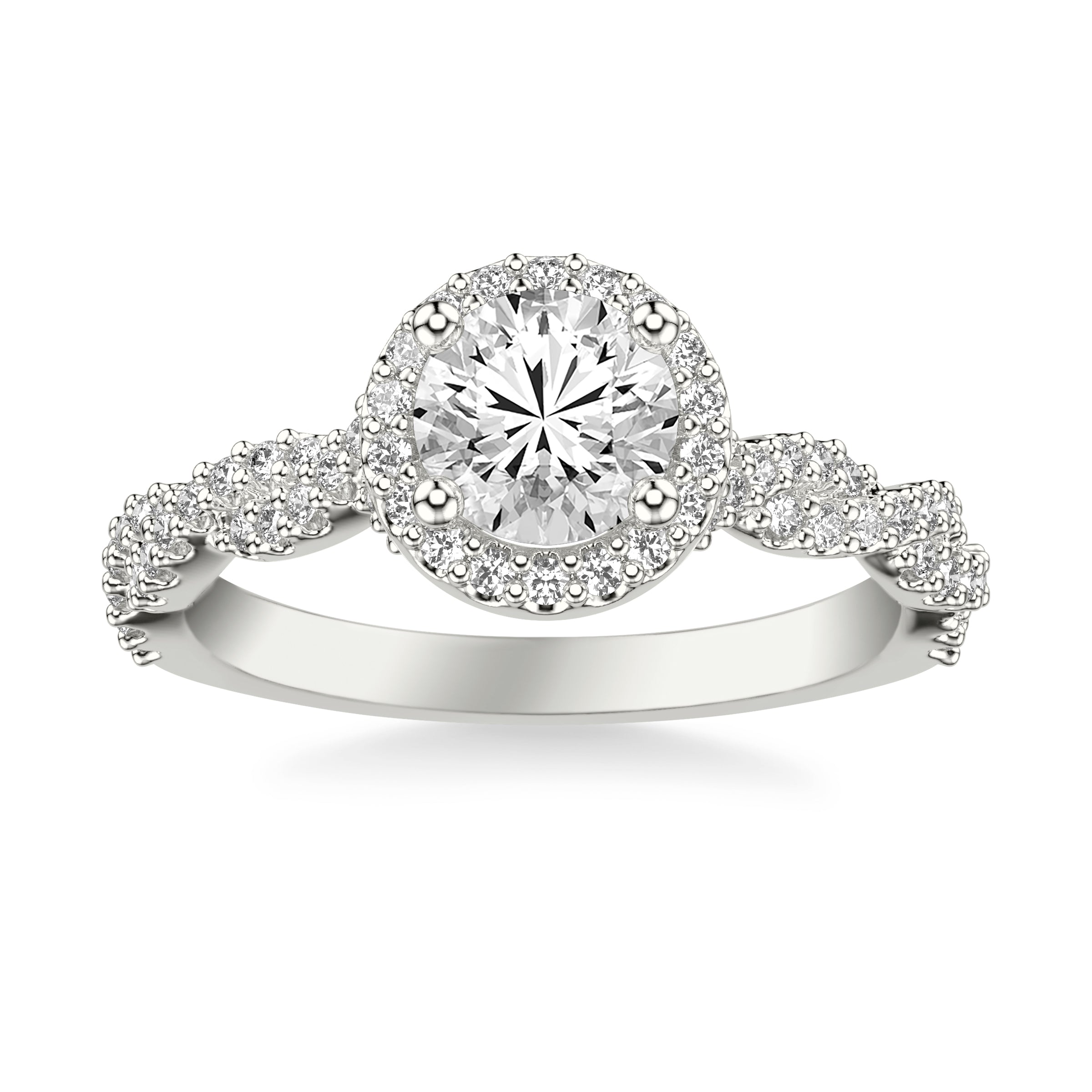 Twisted pave halo hot sale engagement ring