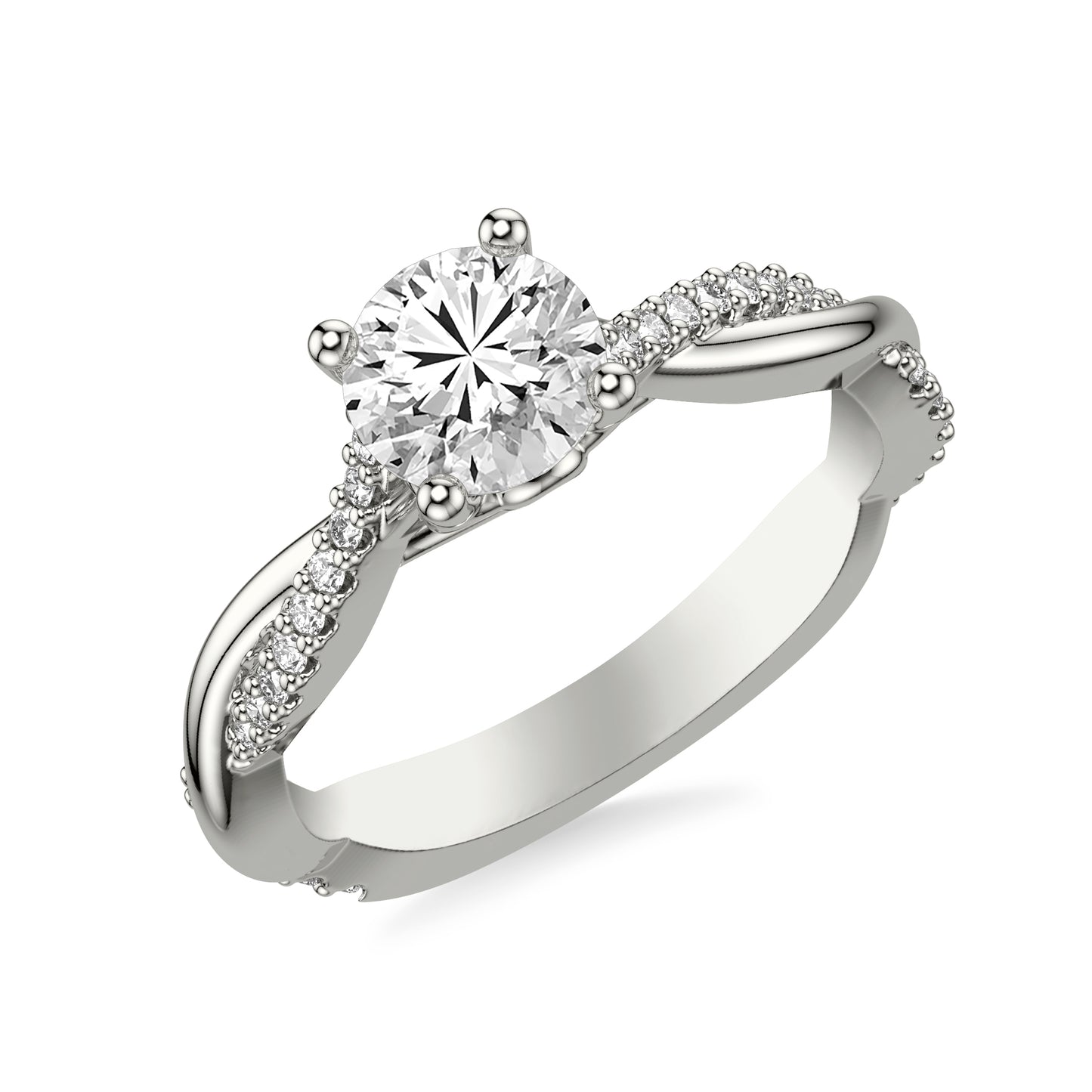 Linda Twisted Pavé Engagement Ring with Moissanite (7283147866296)