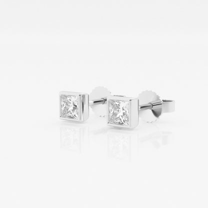 Princess Lab Grown Diamond Bezel Set Stud Earrings (7243219468472)