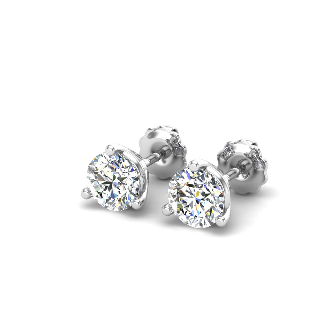 Three Prong Martini Round Lab Grown Diamond Stud Earrings (1.00 ct. tw.) (7262581784760) (7262586372280) (7262587486392)
