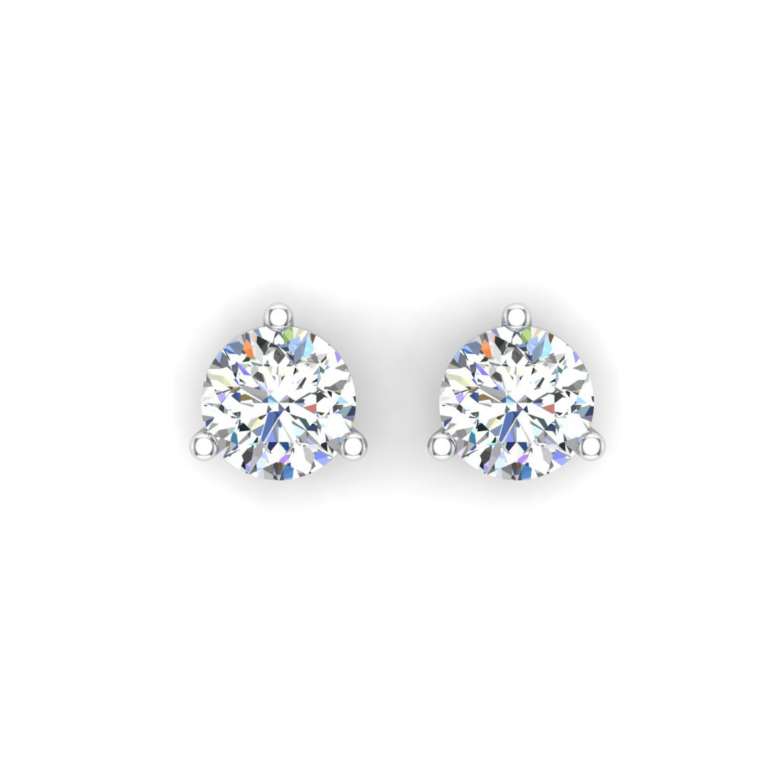 Three Prong Martini Round Lab Grown Diamond Stud Earrings (1.00 ct. tw.) (7262581784760) (7276691685560)