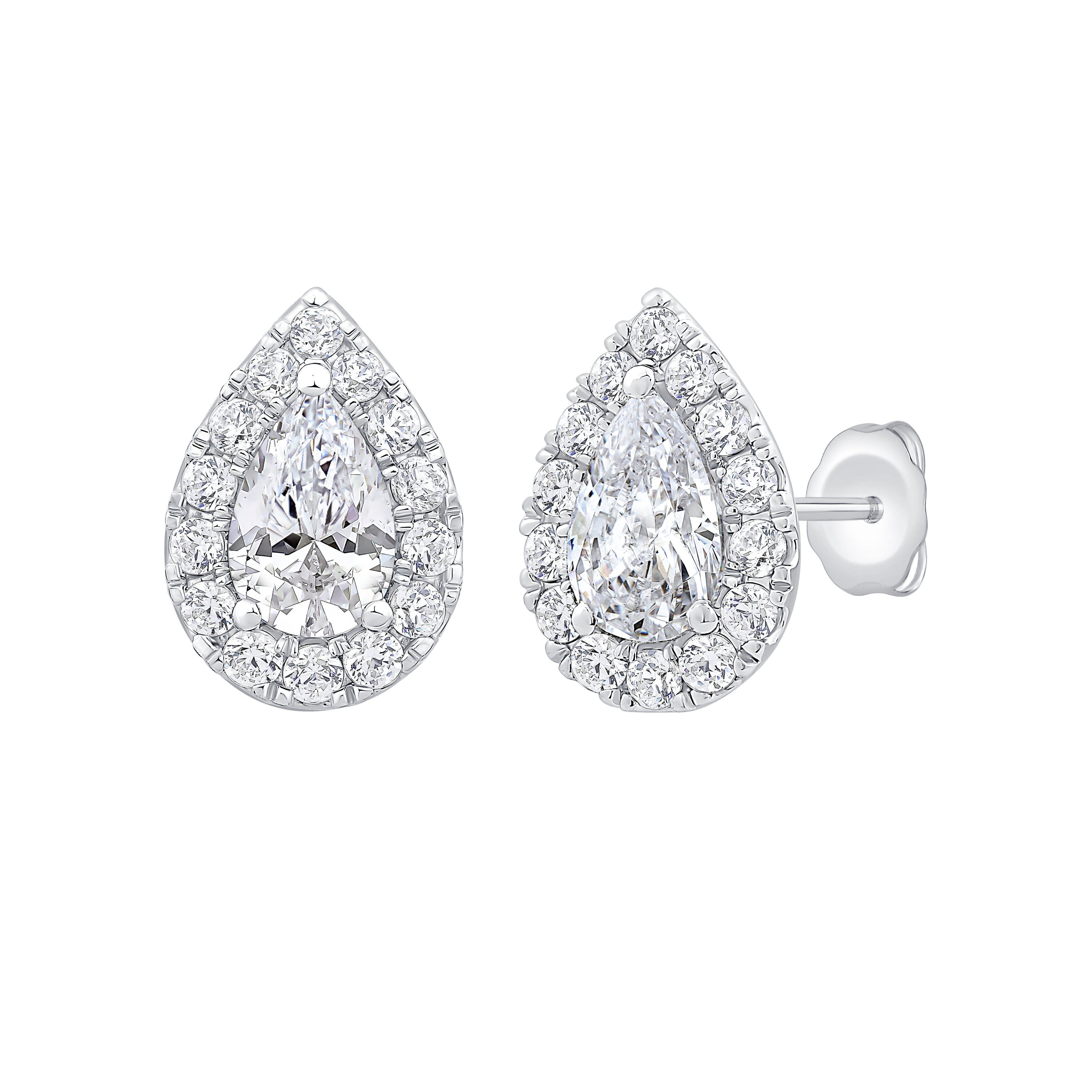 Pear-Shaped Lab Diamond Halo Studs – Rare Carat