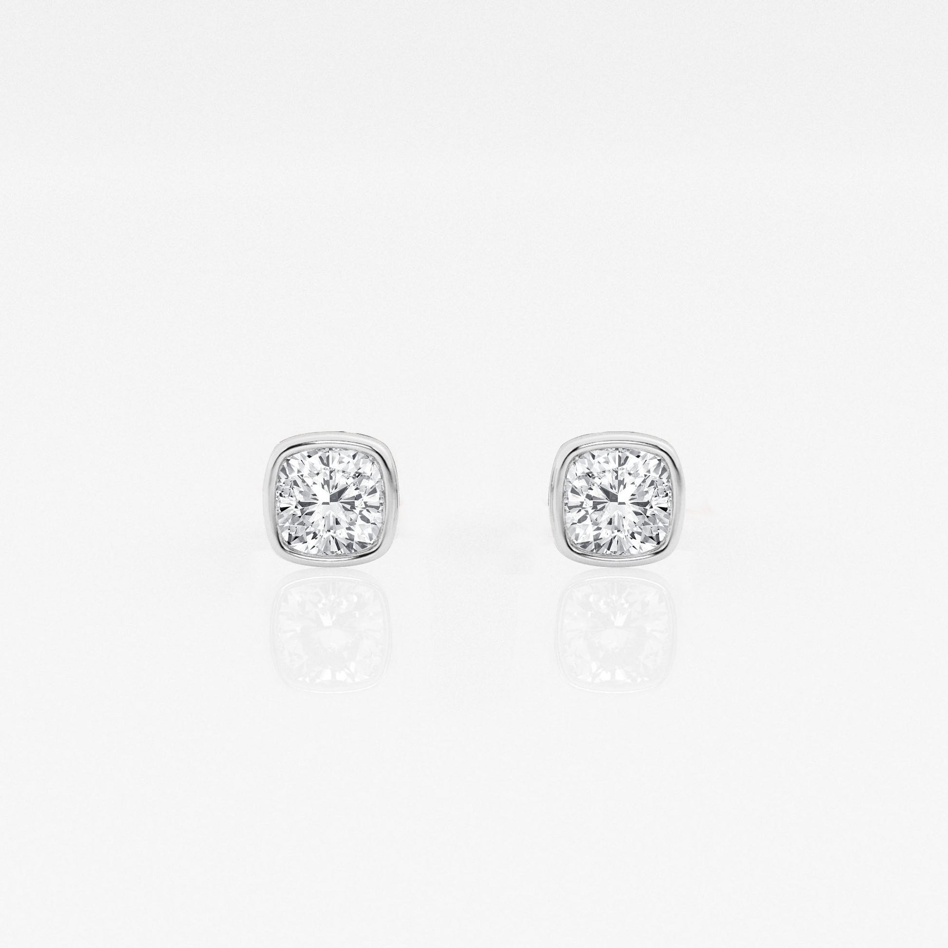 Cushion Lab Diamond Bezel Stud Earrings (7300424564920)