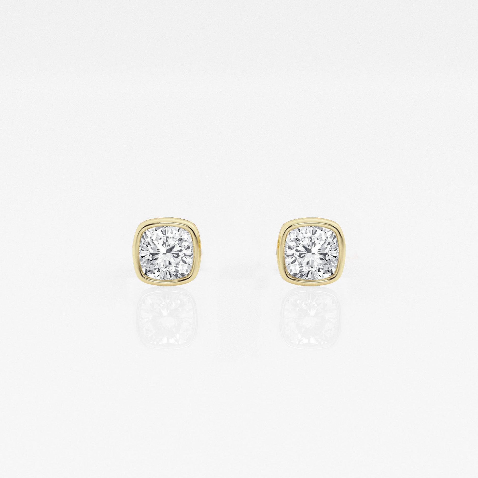 Cushion Lab Diamond Bezel Stud Earrings (7300424564920)
