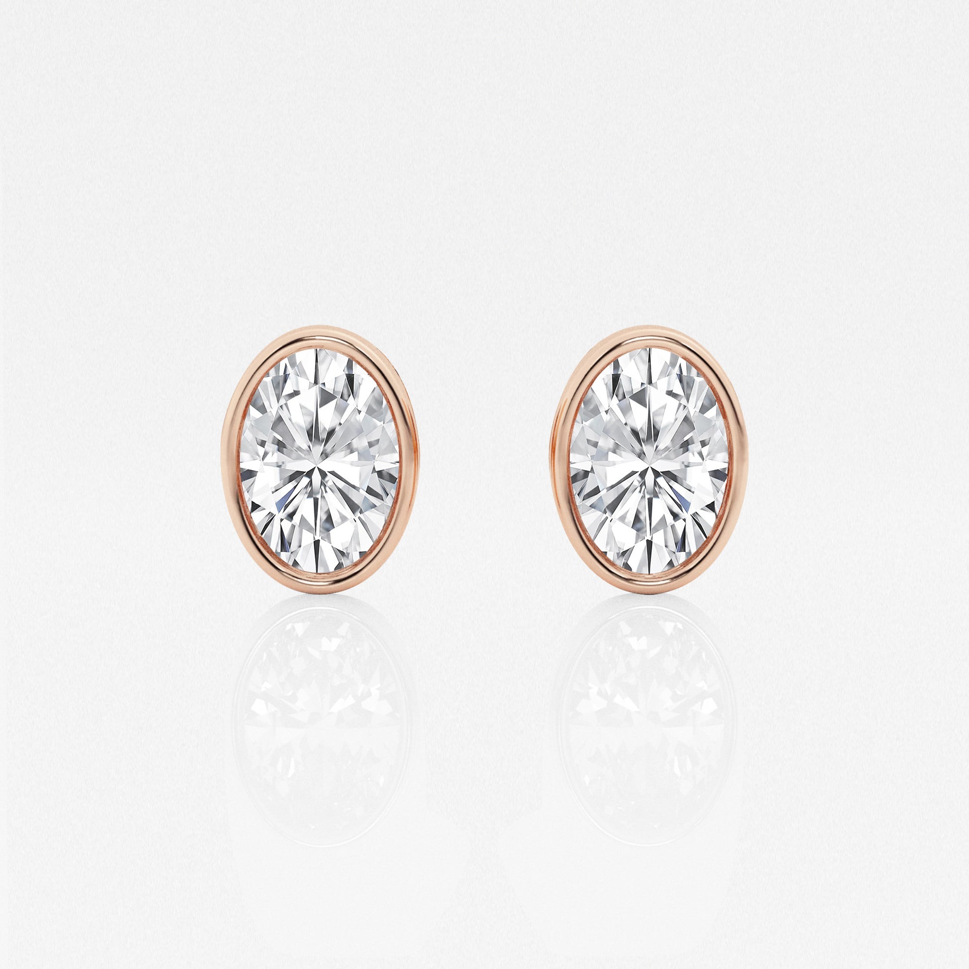 Oval Lab Diamond Bezel Stud Earrings (7300329111736)