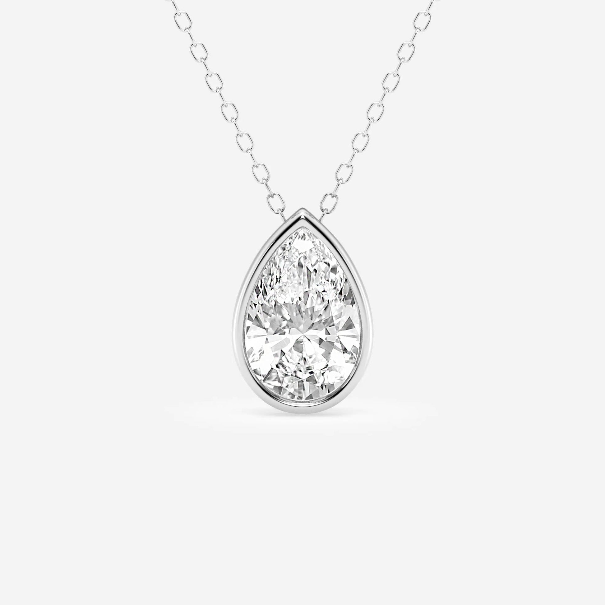 Modern Bezel Pear Lab Diamond Pendant (7300316627128)