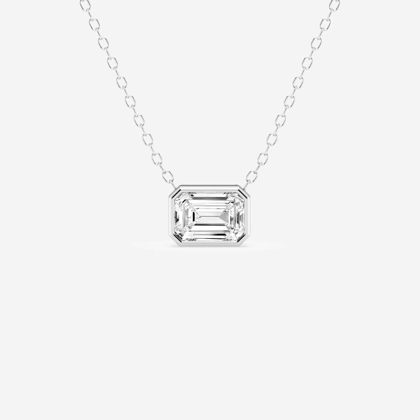 Modern Bezel Emerald Lab Diamond Pendant (7300317413560)