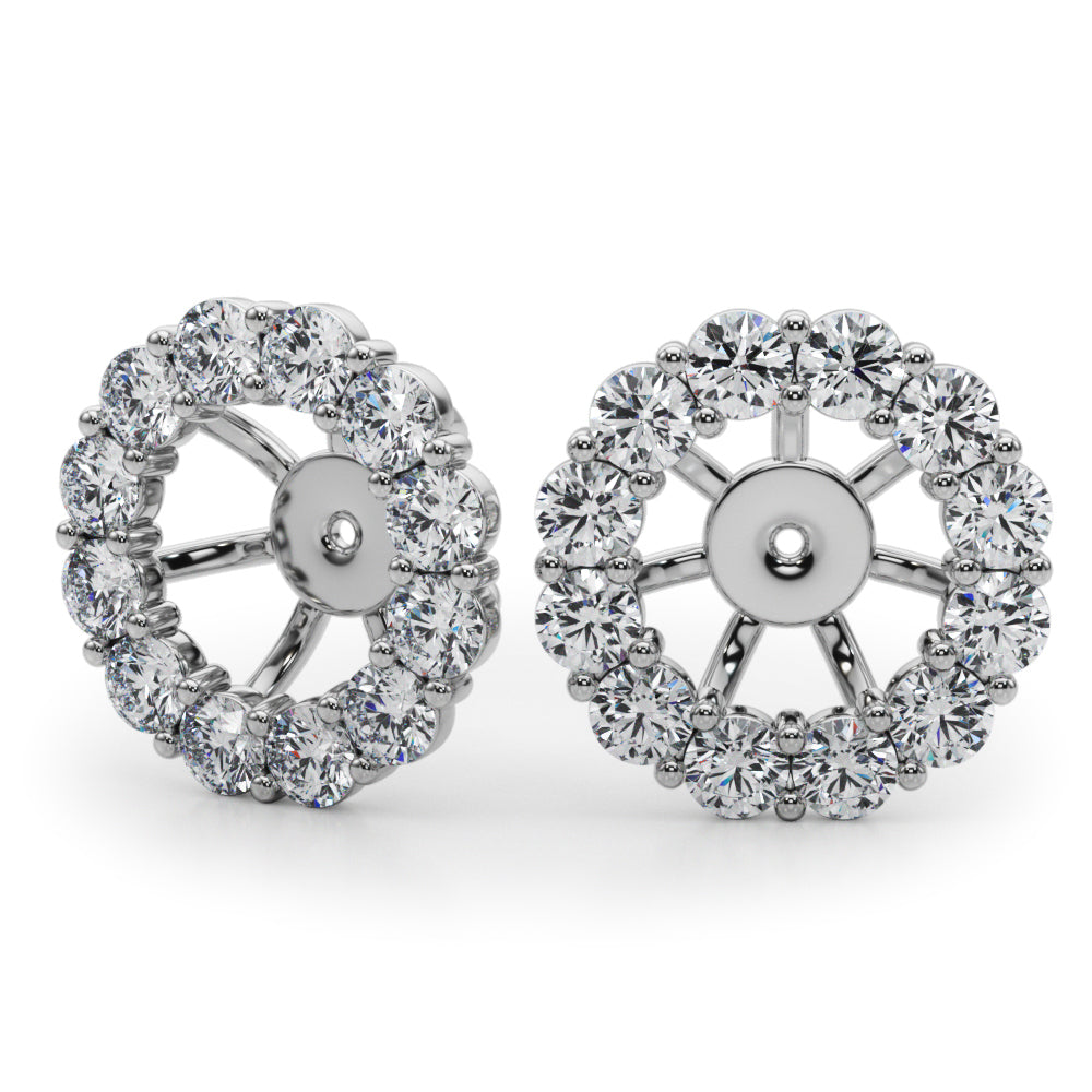 1.55Ct Diamond Studs & Earring Halo Jackets 14K White Gold