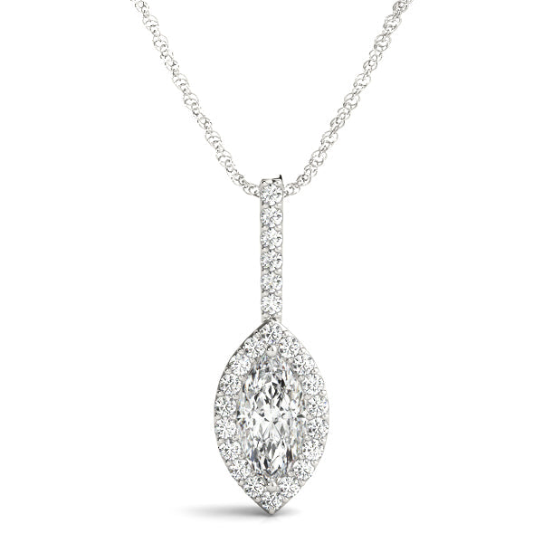 Marquise Lab Diamond Halo Pendant – Rare Carat