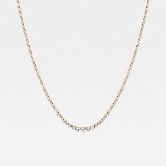 Round Lab Diamond Graduated Riviera Fashion Necklace 14K White Gold (7281917526200)