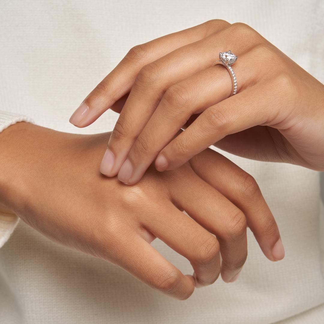 Gabriella Pavé Hidden Halo Engagement Ring with Moissanite (7285383790776)