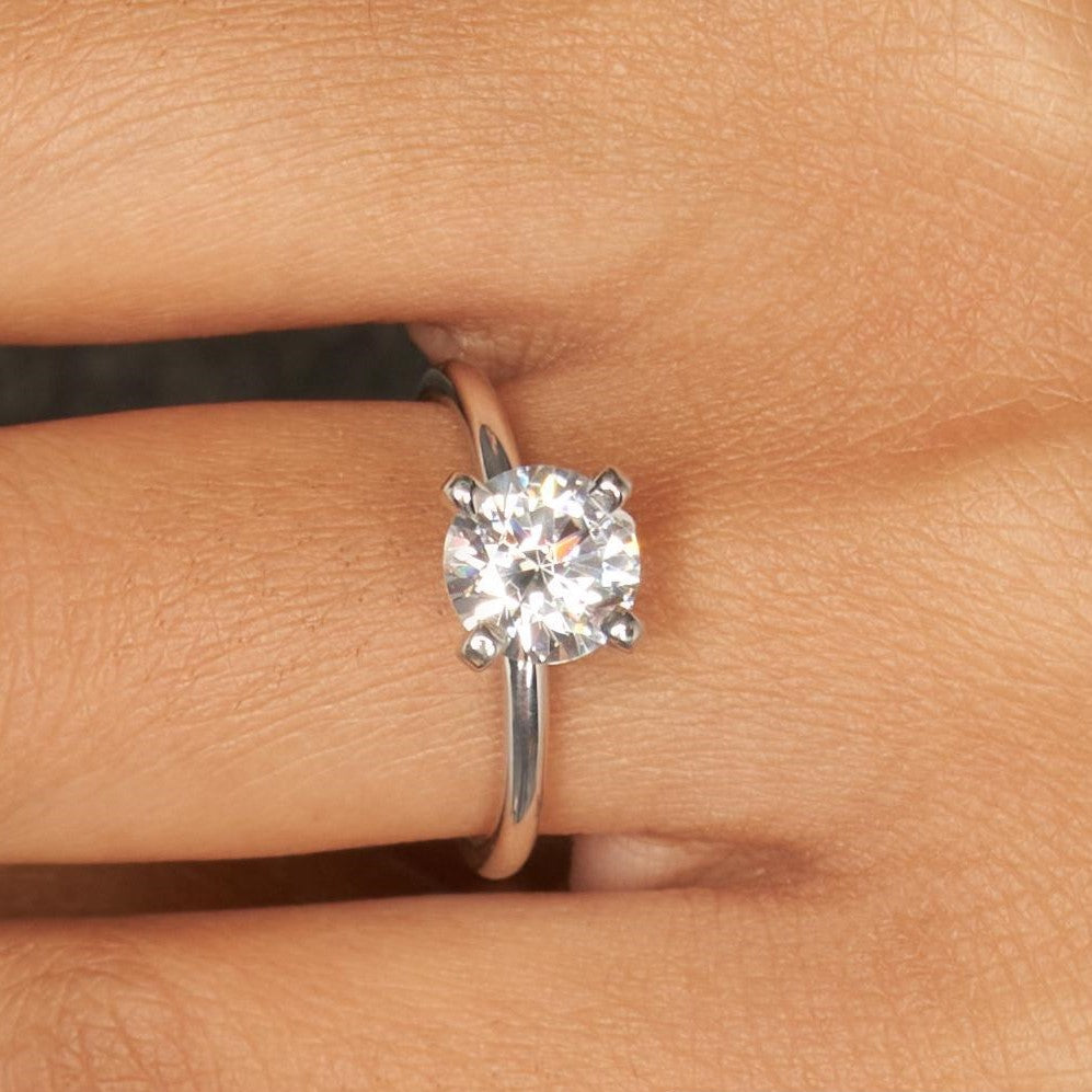 Leah 4 Prong Solitaire Ring with Moissanite (7281798709432)