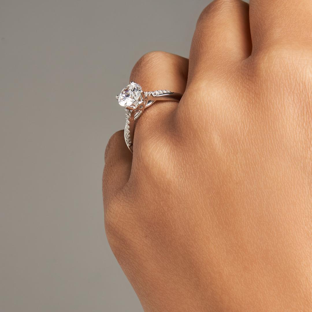 Linda Twisted Pavé Engagement Ring with Moissanite (7283147866296)