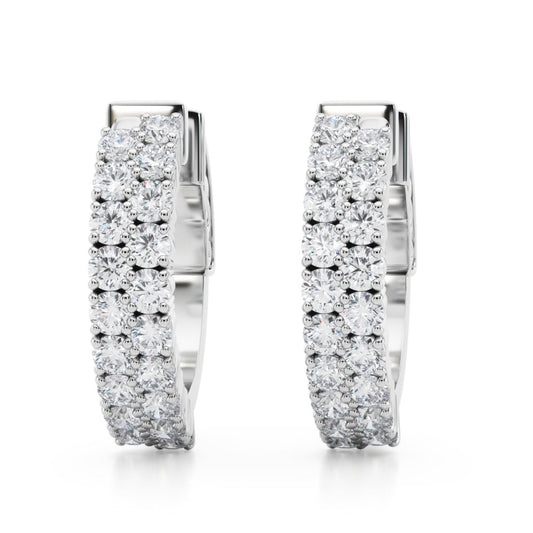 Double Row Diamond Hoop Earrings (7196795601080)