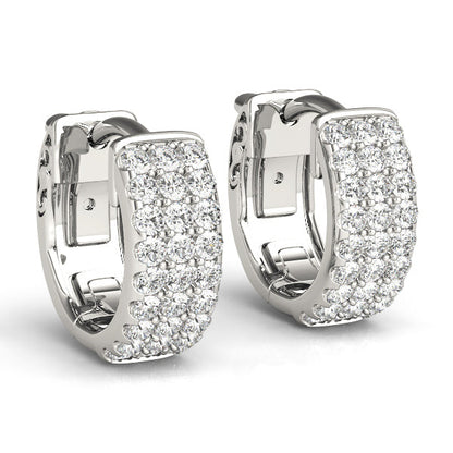 Triple Row Pavé Diamond Huggie Earrings (1/2 ct. tw.) (7196795011256)