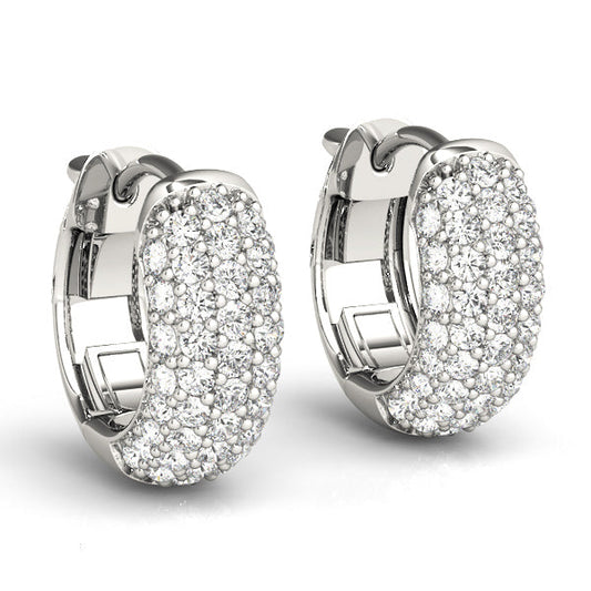 Five Row Diamond Pavé Huggie Earrings (7196795109560)